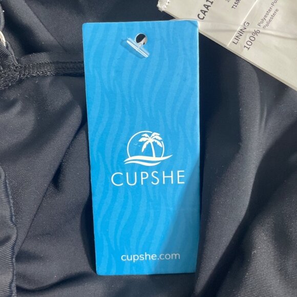 Cupshe Womens Black Ruffle Strap V-Neck One-Piece Swimsuit Size M- New - Picture 5 of 8